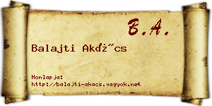 Balajti Akács névjegykártya